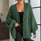 Paula-Eve Cable Cardigan - Green