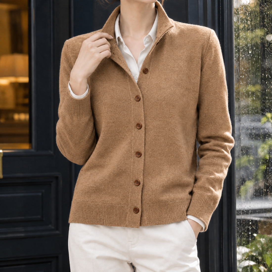 Eva-Rose Collared Cardigan - Camel