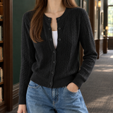 Ernestine-Grace Cable Cardigan - Black