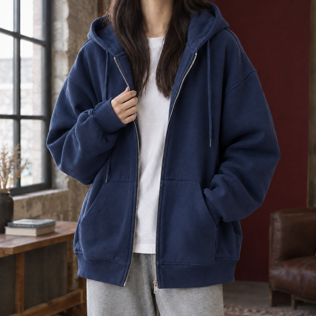 Lola-Hope Oversized Hoodie - Navy