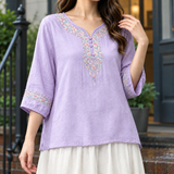 Constance V Neck Blouse - Light Purple