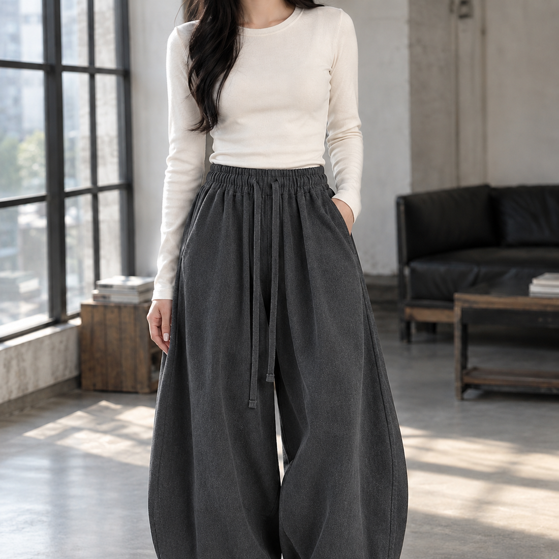 Bianca-Jade Balloon Cardigan - Dark Gray -european