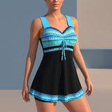 Alessia Ruched Swimdress - Aqua Blue