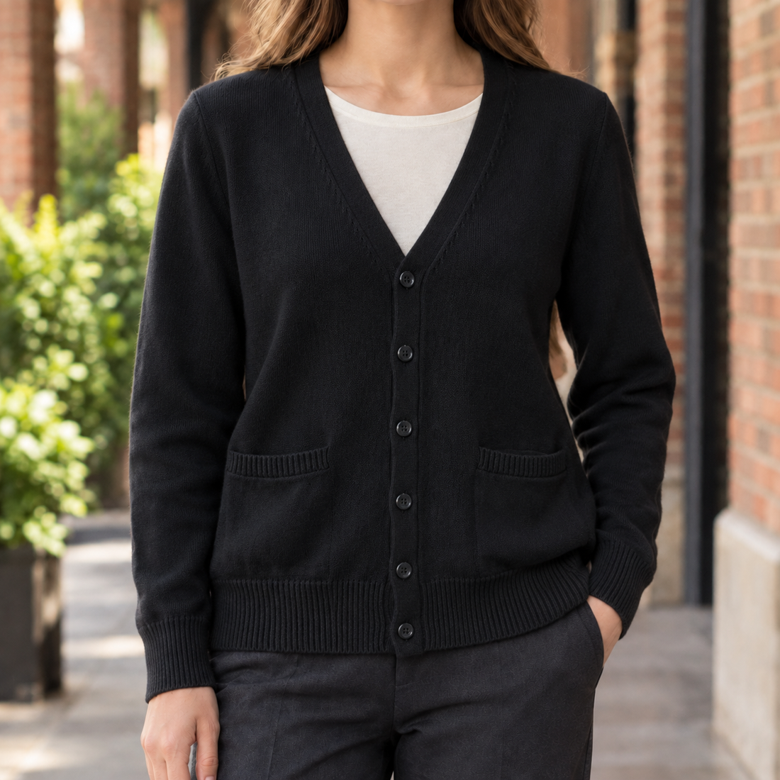 Gwendolen-Kate V-Neck Cardigan - Black