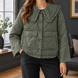 Tamsin-Skye Ruffled Collar Jacket - Olive Green