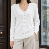Stella-June V-Neck Cardigan - White