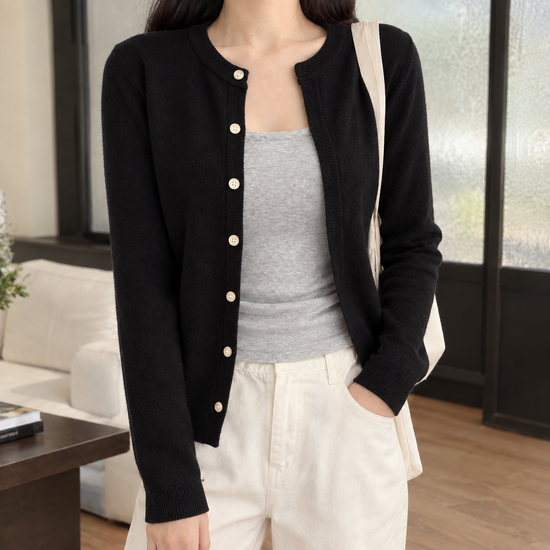 Solene-June Slim Cardigan - Black