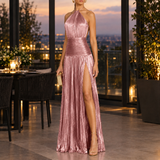 Carina Pleated Halter Dress - Pink