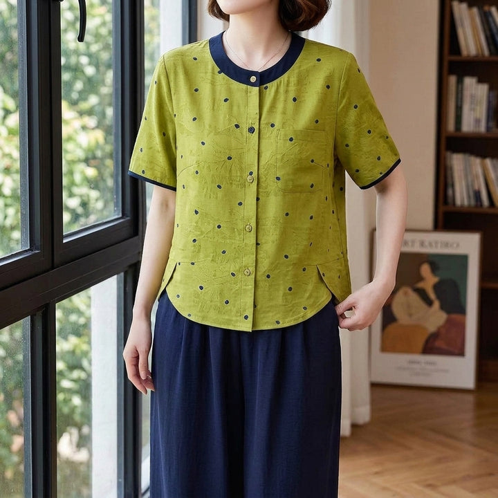 Sofia Contrast Trim Top - Fluorescent Green