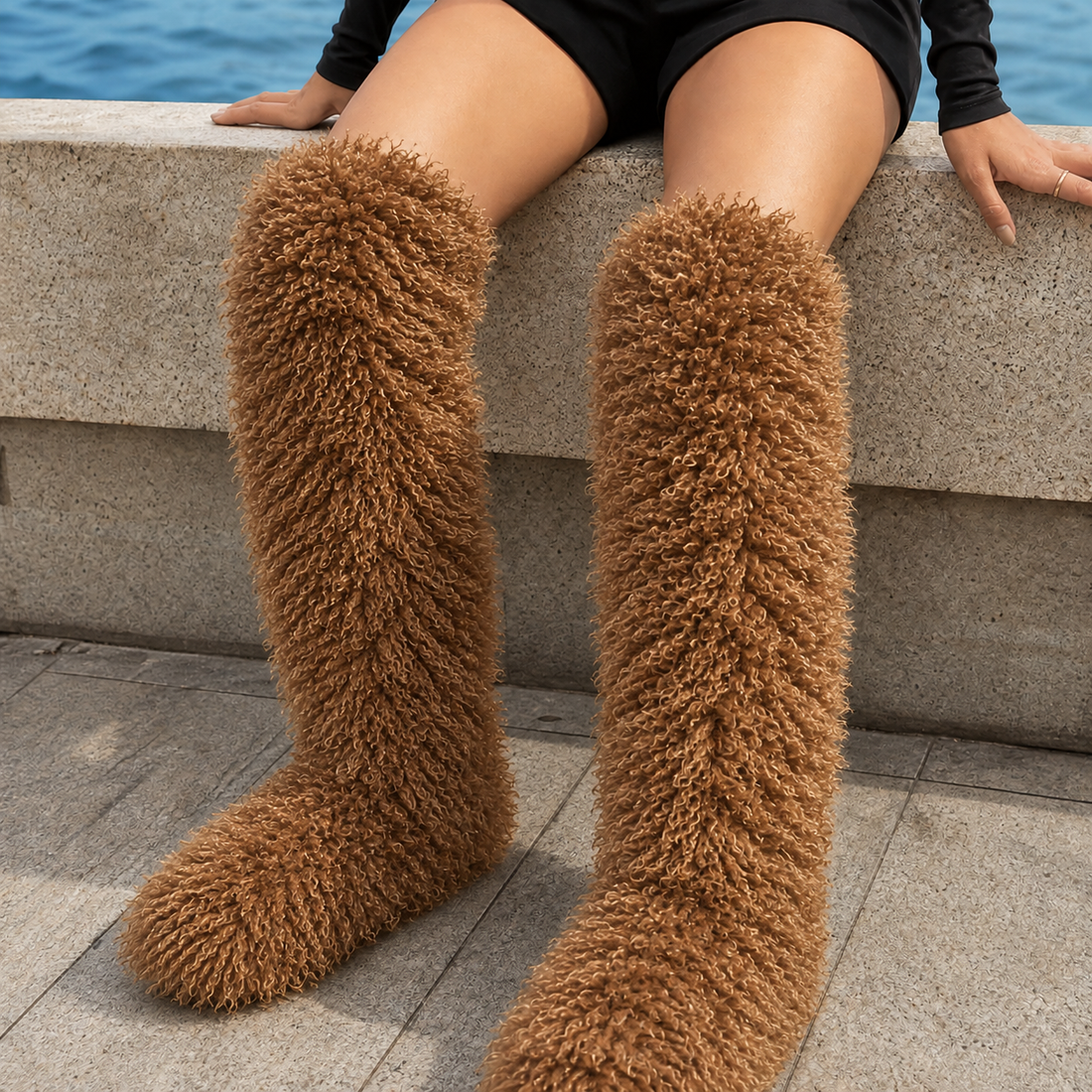 Melfi-Siena Shaggy Boots - Brown