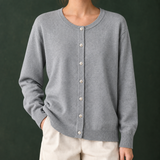Danielle-Elise Round Neck Cardigan - Gray