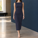 Desiree Ruched Maxi Dress - Navy