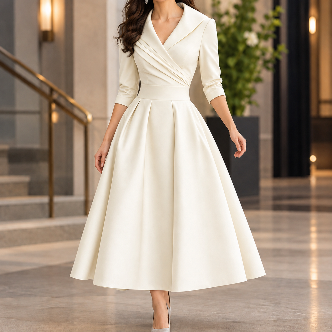 Mercedes-Eve Wrap Midi Dress - White