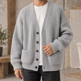 Wyatt Ribbed Cardigan - Light Gray