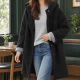 Antonia-Sage Hooded Coat - Black