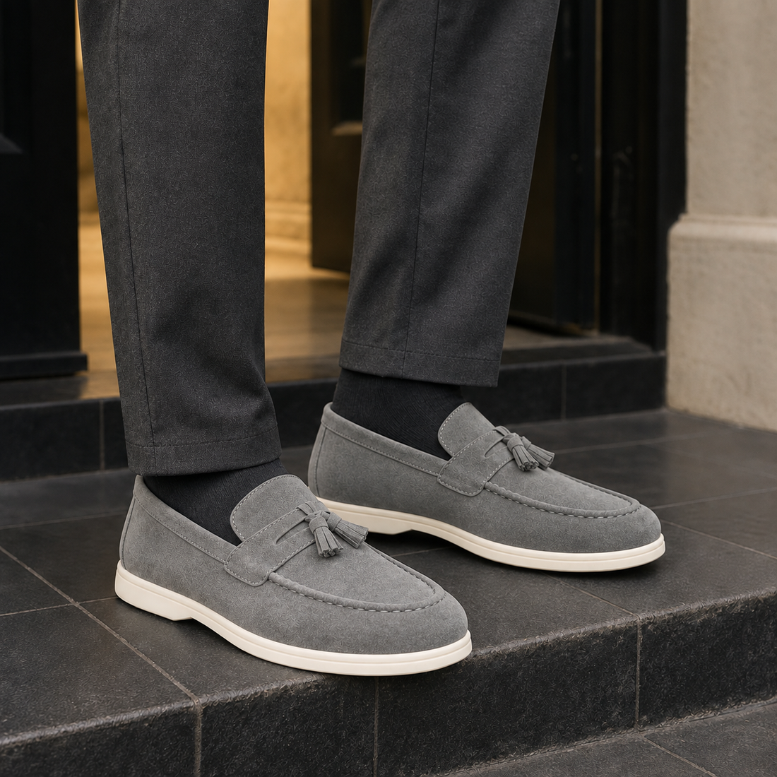 Bruni-Firenze Tassel Loafers - Light Gray
