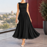 Calla-Grace Draped Midi Dress - Black