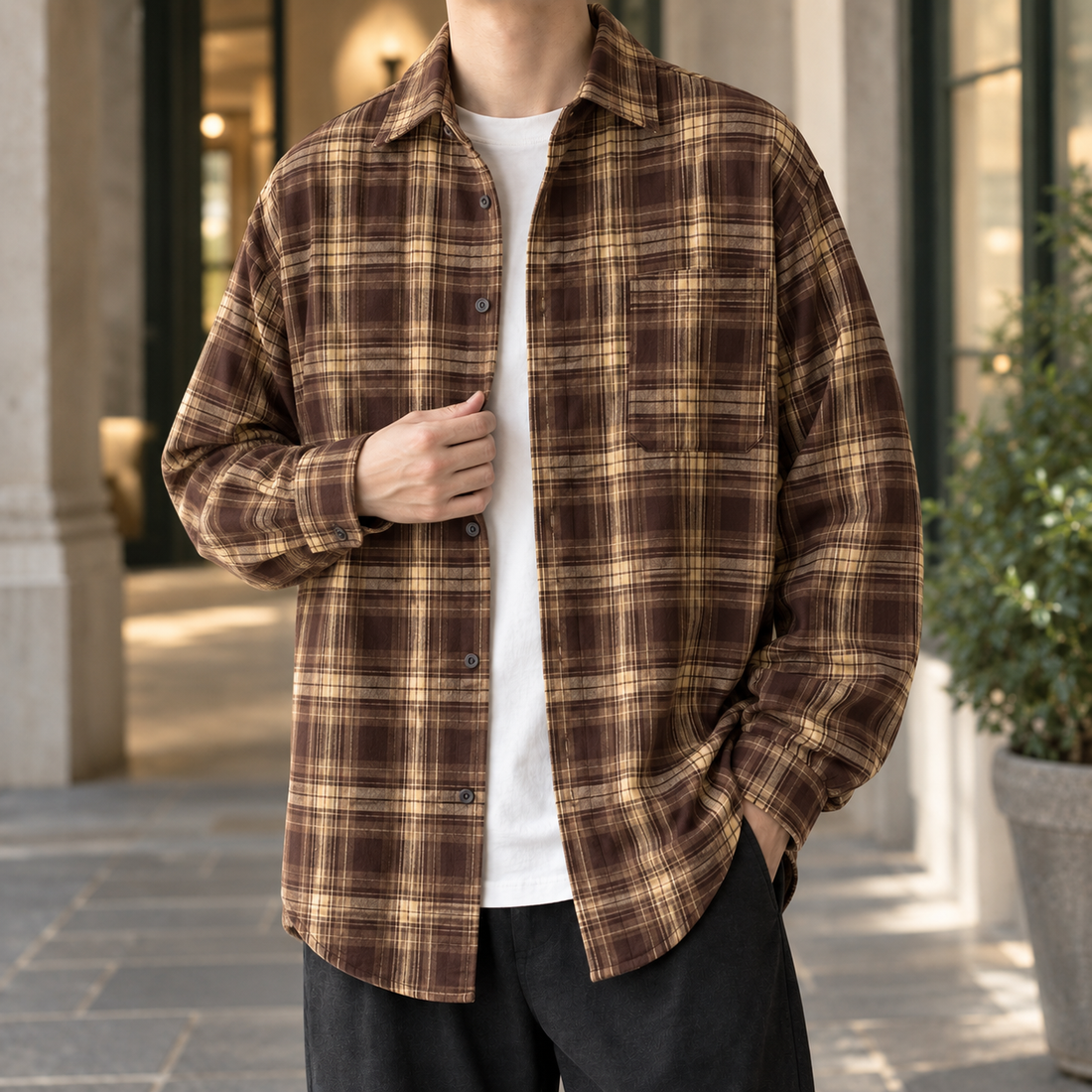 Dorian Plaid Overshirt - Brown