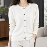 Michelle Round Neck Cardigan - Warm White