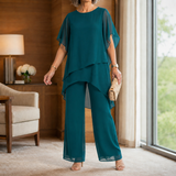 Aimee-Jane Asymmetric Pants Set - Azul Aqua