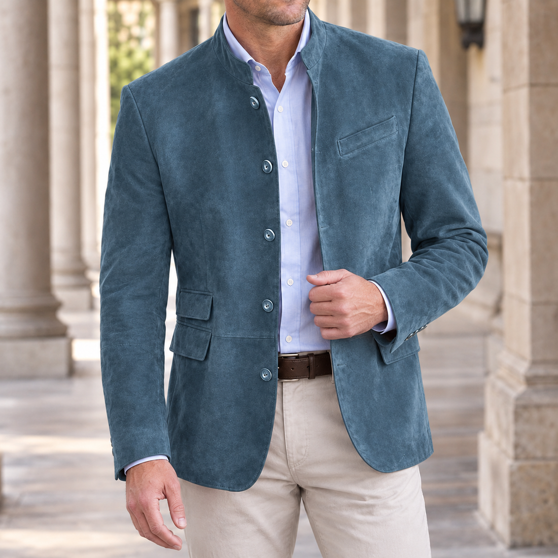 Raoul Mandarin Blazer - Sea ​​blue