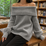 Mercedes Off-Shoulder Sweater - Gray