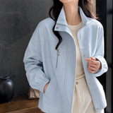 Clarisse-Jane Stand Collar Jacket - Blue