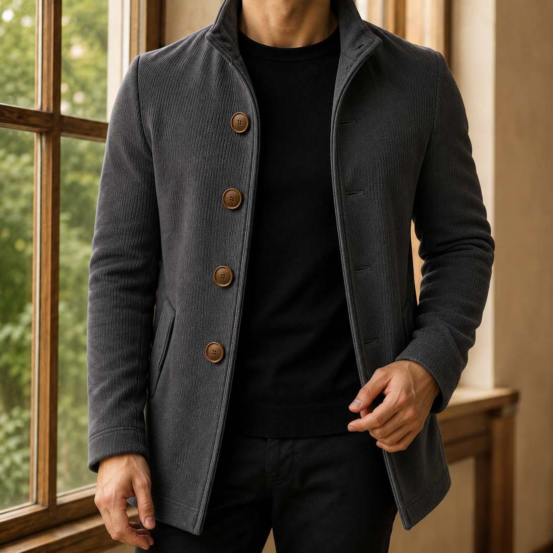 Magnus Ribbed Coat - Gray