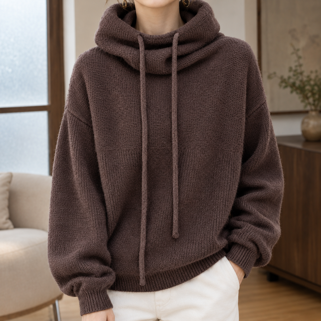 Daphne-Mae Cowl Neck Sweater - Mocha