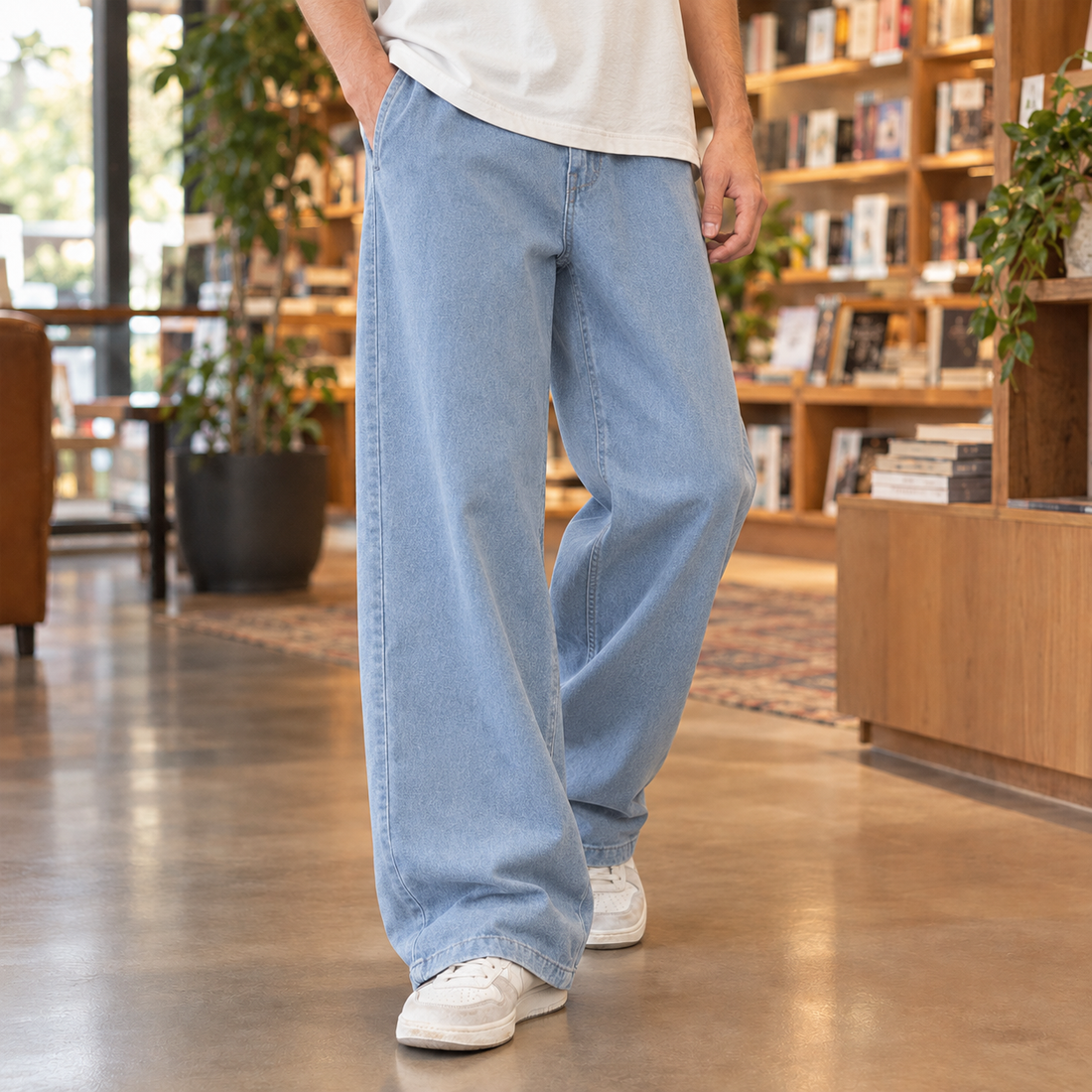 Dario Wide Leg Pants - Light Blue