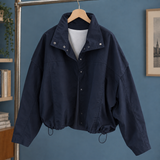 Pomeline-Jade Drawstring Jacket - Navy Blue