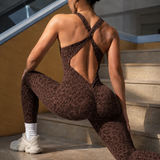 Elettra Cross Back Jumpsuit - Brown