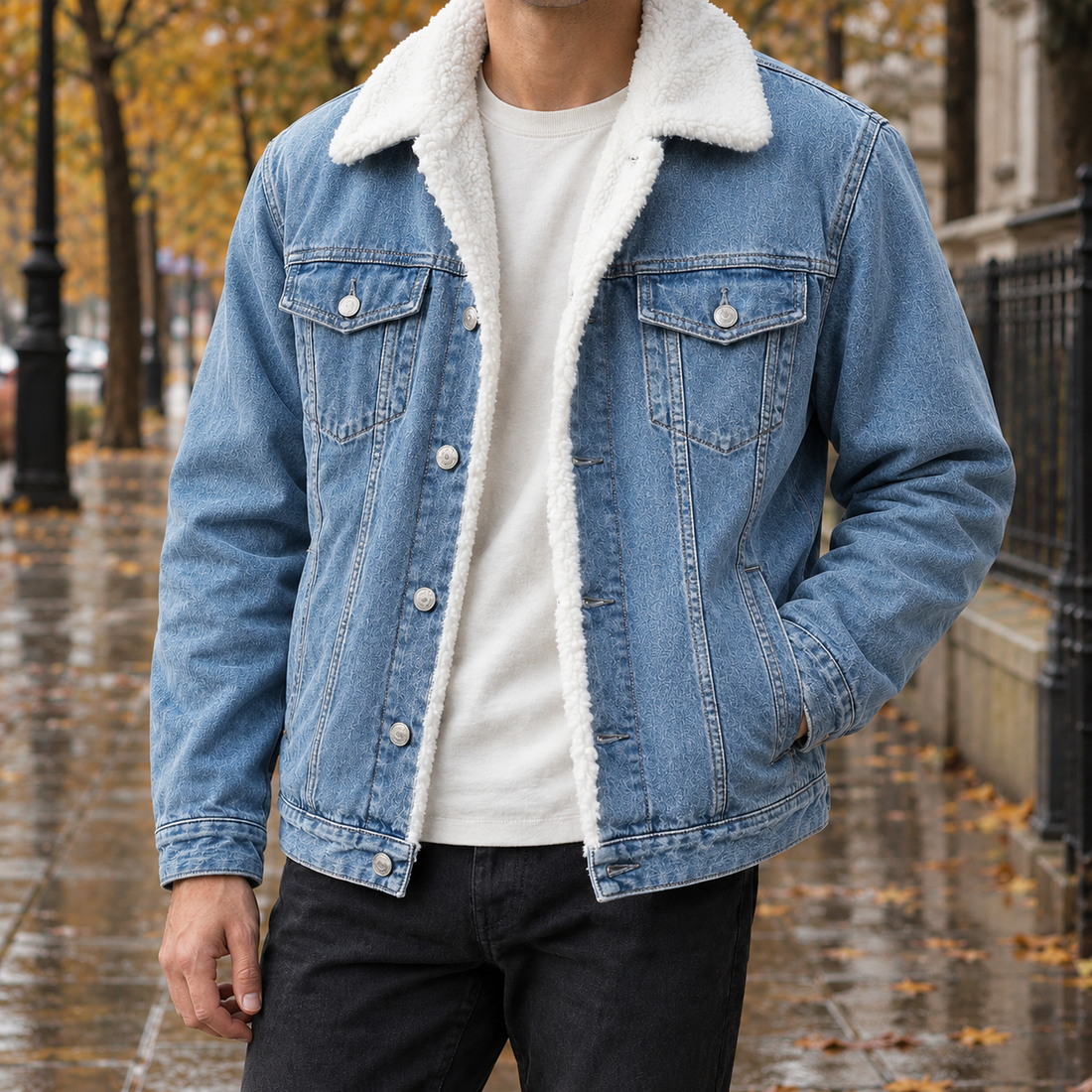 Magnus Sherpa-Lined Jacket - Light Blue
