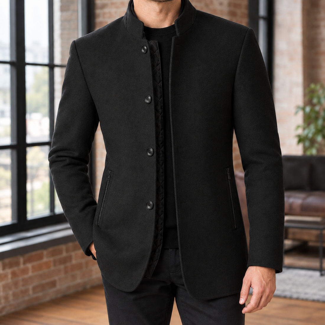 Oliver Stand Collar Jacket - Black
