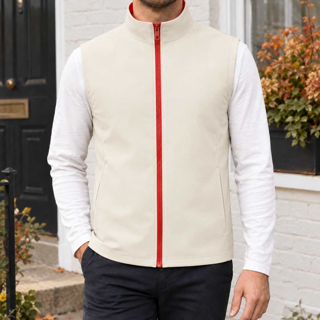 Florian Zip Vest - Beige