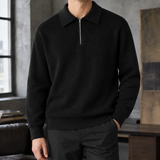 Douglas Half Zip Sweater - Pique Black