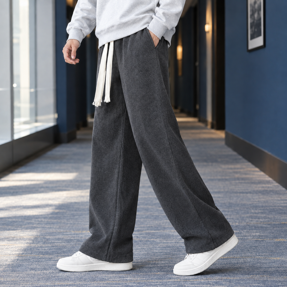 Dario Wide Leg Pants - Dark Gray