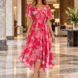 Ilaria-Eve Wrap Midi Dress - Pink