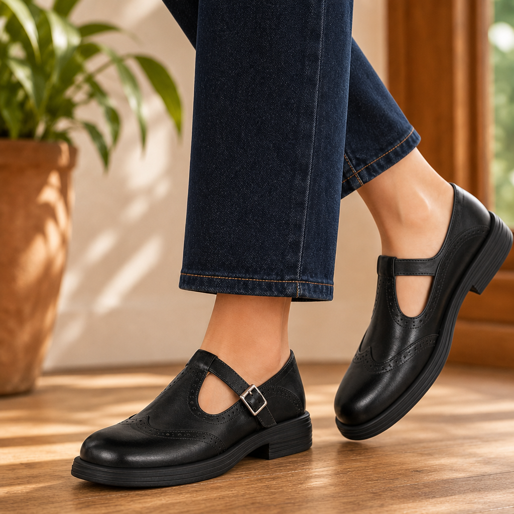Piacenza Leather Mary Janes - Black