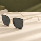 Eamon Square Sunglasses - Beige Frame Gray Slice