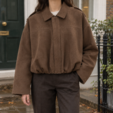 Grace-Marie Suede Bomber Jacket - Brown