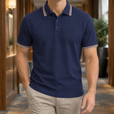 Austin Striped Polo - Navy Blue