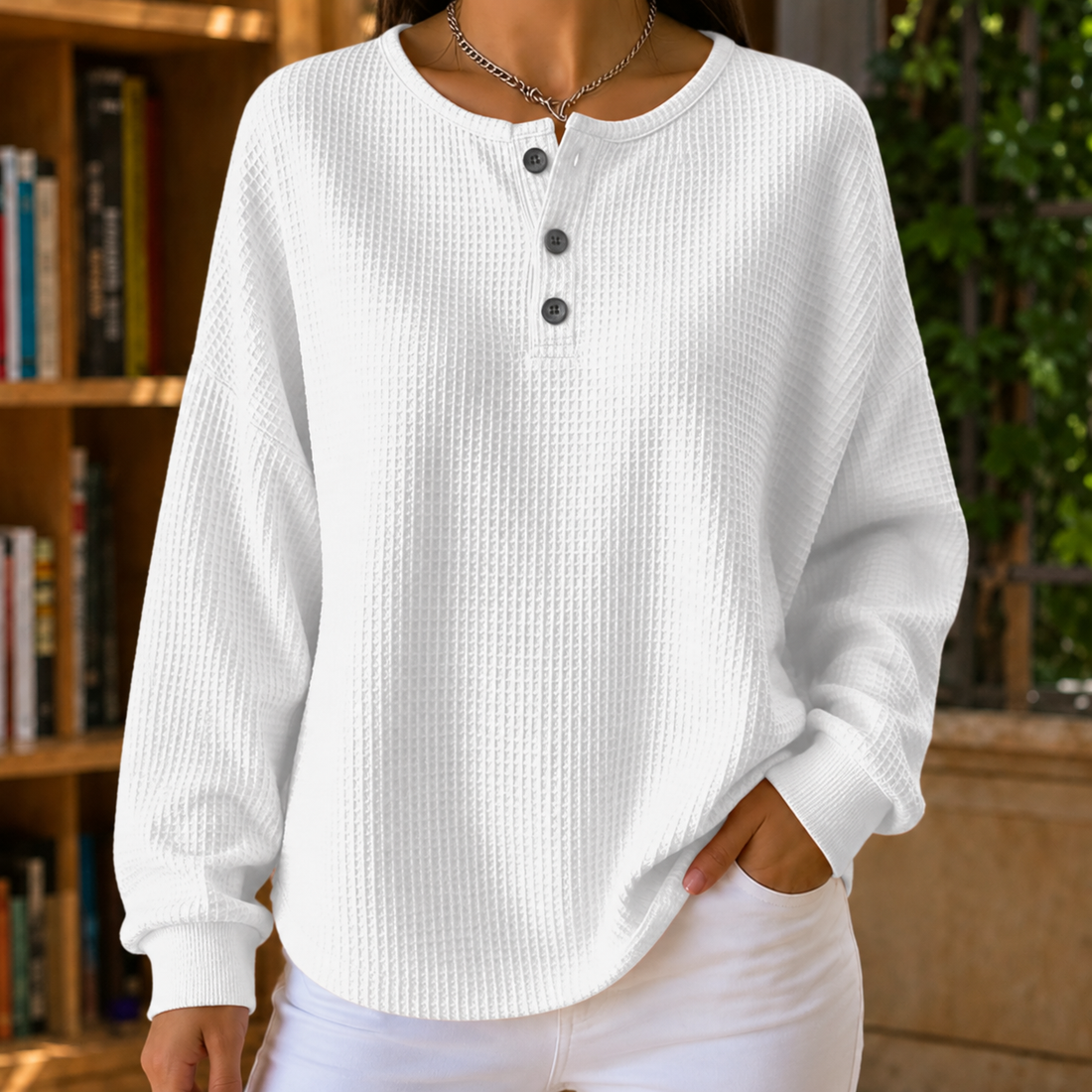 Annabel-Louise Waffle Sweater - White