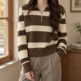 Sofia-Faye Half Zip Sweater - Brown