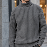 Matteo Ribbed Turtleneck Sweater - Gray
