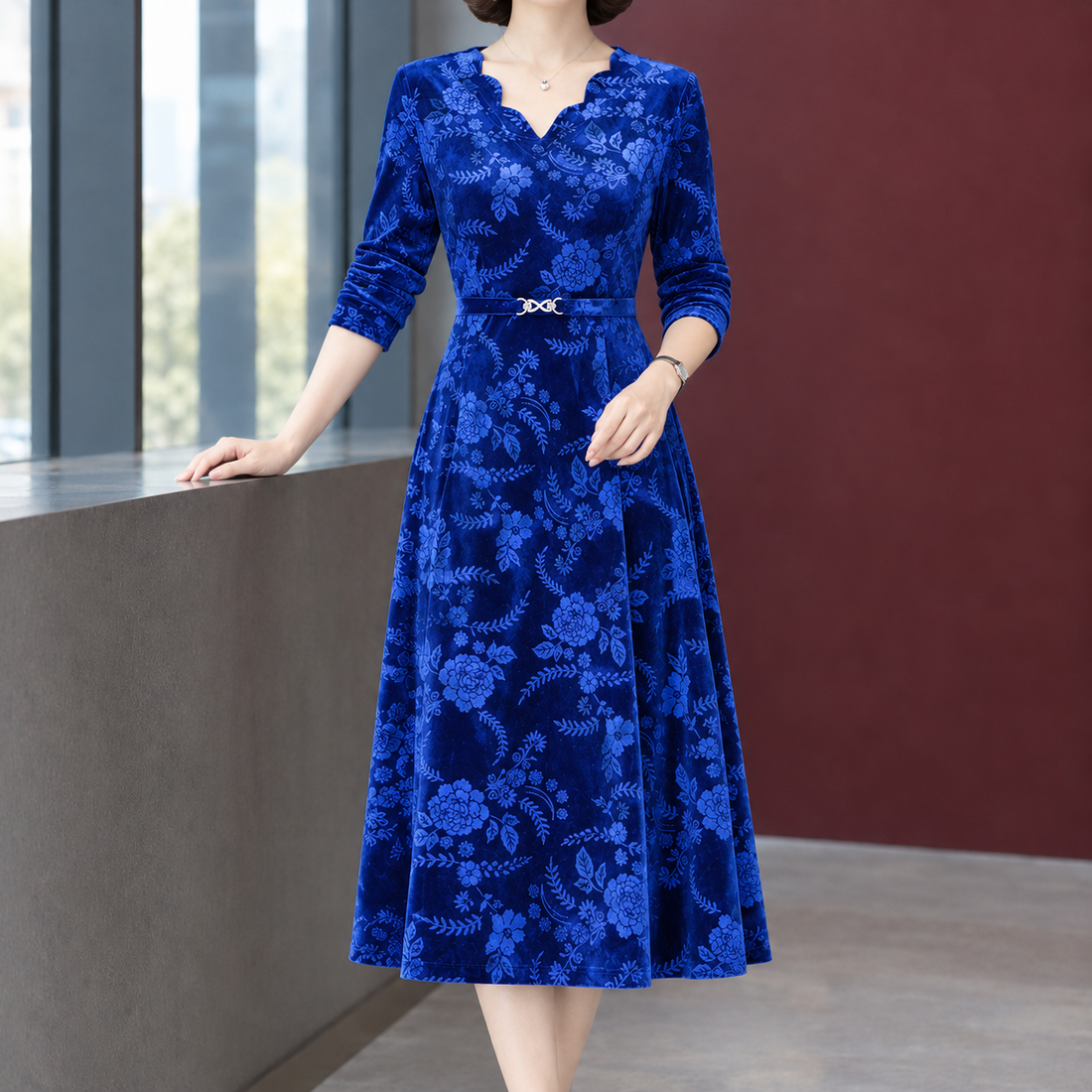 Odalys-Marie Floral Dress - Blue