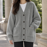 Mireille-Sage Ribbed Cardigan - Gray