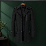 Cuthbert Double Collar Coat - Black