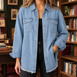 Claudia Frayed Overshirt - Denim Blue