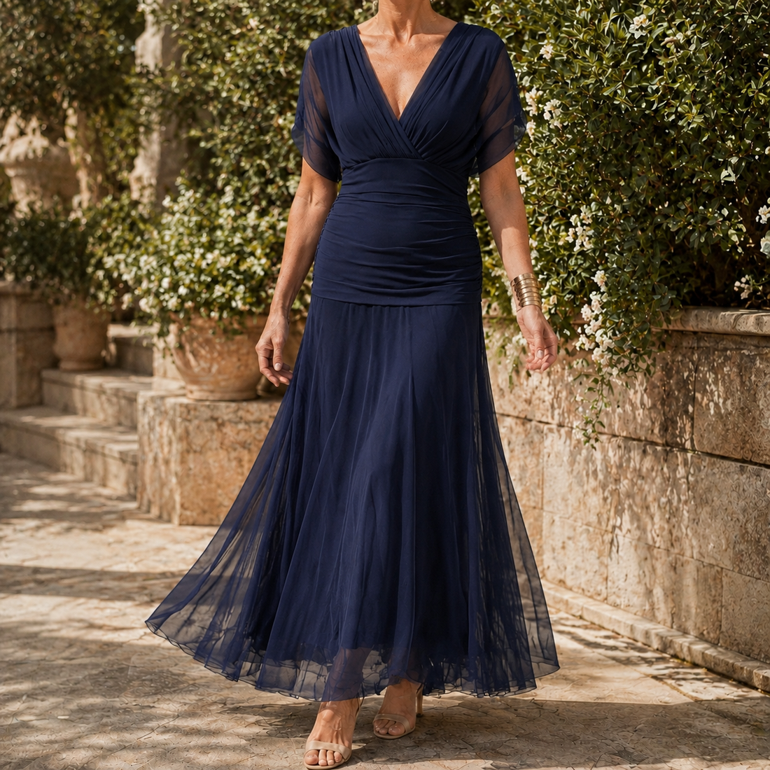 Vera-Rae Draped Maxi Dress - Dark Blue